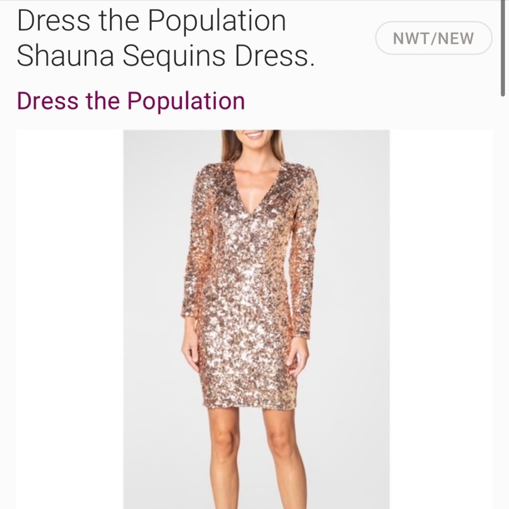 Dress The Population - Shauna Metallic Minidress - Size S